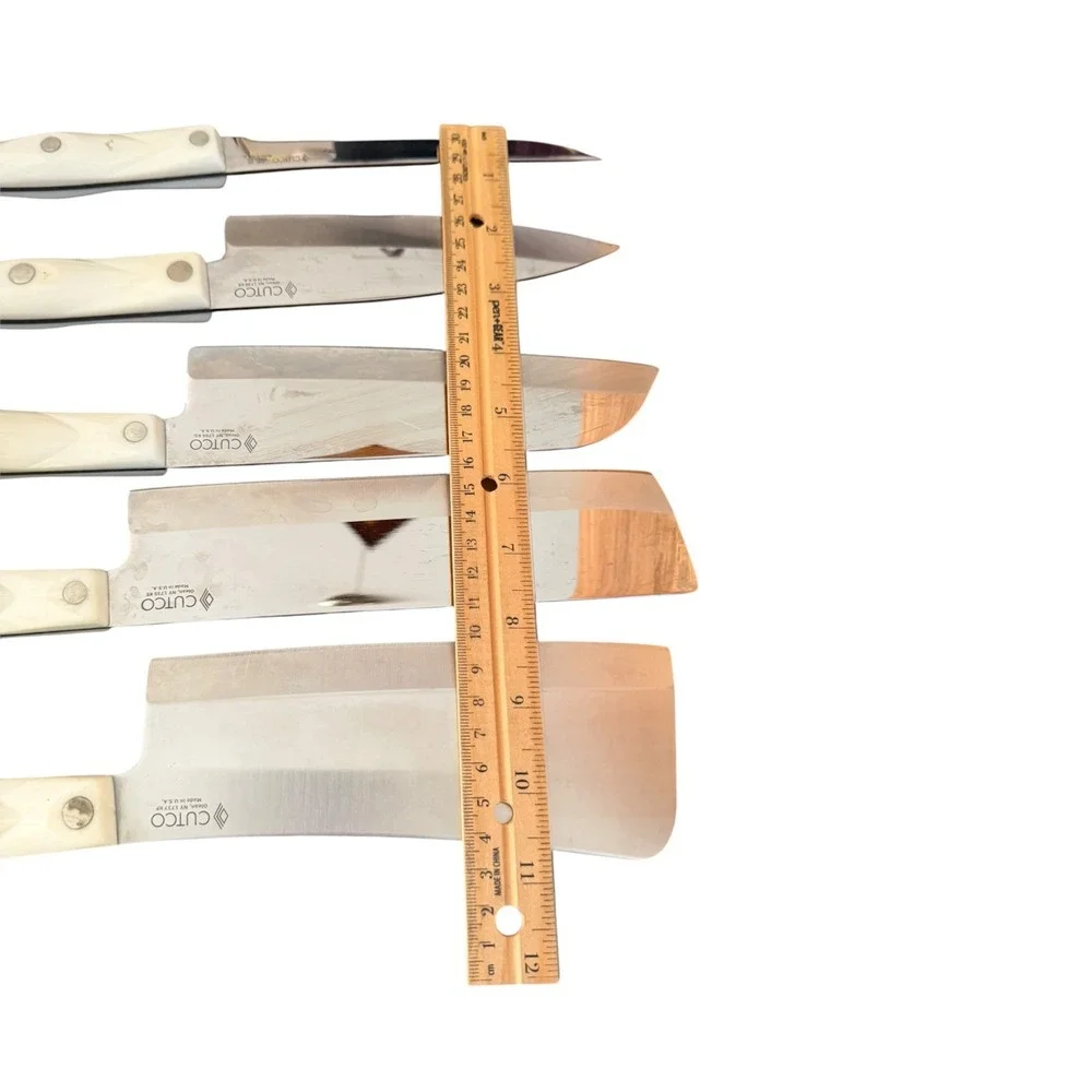 Cutco Pearl White 5-Piece Gourmet Set with Honey Oak 6 piece in total Knife set
